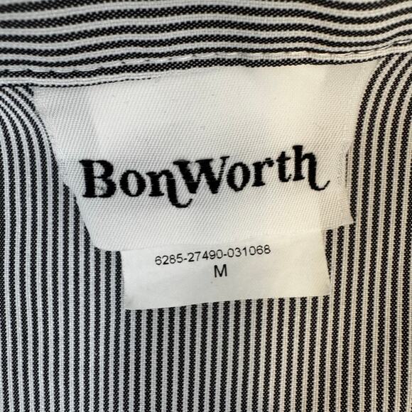 BonWorth sz MEDIUM vintage embroidered lighthouse striped button up shirt - Picture 5 of 10